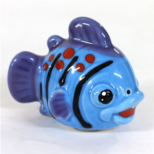 Pesce azzurro metallizzato in ceramica dipinto a mano
