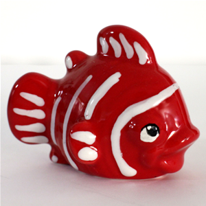 Pesce Nemo rosso metallizzato in ceramica dipinto a mano