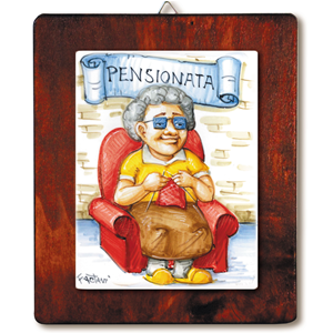 PENSIONATA -QUADRO CON MATTONELLA LASTRA IN CERAMICA FATTA A MANO