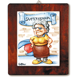 SUPER NONNA - QUADRO LASRA MATTONELLA IN CERAMICA FATTO A MANO