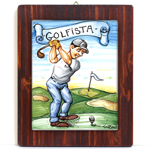 GOLFISTA - QUADRO CON MATTONELLA LASTRA IN CERAMICA FATTA A MANO