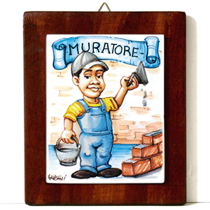 MURATORE -QUADRO CON MATTONELLA LASTRA IN CERAMICA FATTA A MANO