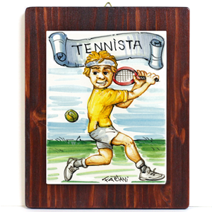 TENNISTA - QUADRO LASTRA MATTONELLA IN CERAMICA FATTA A MANO