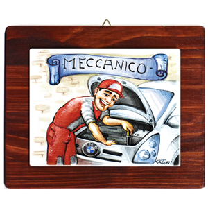 MECCANICO - QUADRO CON MATTONELLA LASTRA IN CERAMICA FATTA A MANO