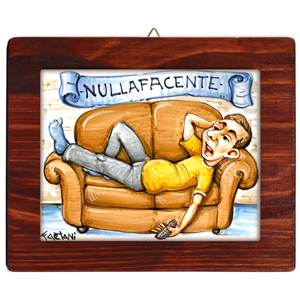 NULLAFACENTE- QUADRO CON MATTONELLA LASTRA IN CERAMICA FATTA A MANO