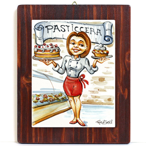 PASTICCERA - QUADRO CON MATTONELLA LASTRA IN CERAMICA FATTA A MANO