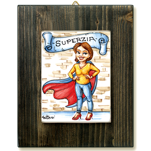 SUPERZIA-quadro mattonella ceramica mestieri caricatura collezione idea regalo scherzo