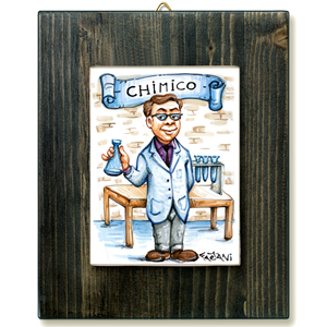 CHIMICO-quadro mattonella ceramica mestieri caricatura collezione idea regalo scherzo