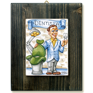 DENTISTA-quadro mattonella ceramica mestieri caricatura collezione idea regalo scherzo