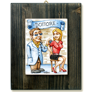 DOTTORE-quadro mattonella ceramica mestieri caricatura collezione idea regalo scherzo