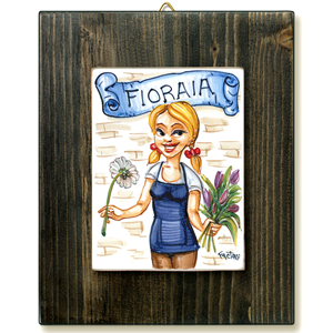 FIORAIA-quadro mattonella ceramica mestieri caricatura collezione idea regalo scherzo