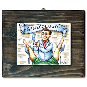 GINECOLOGO-quadro mattonella ceramica mestieri caricatura collezione idea regalo scherzo