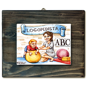 LOGOPEDISTA-quadro mattonella ceramica mestieri caricatura collezione idea regalo scherzo