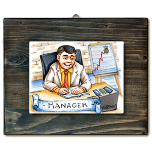 MANAGER-quadro mattonella ceramica mestieri caricatura collezione idea regalo scherzo