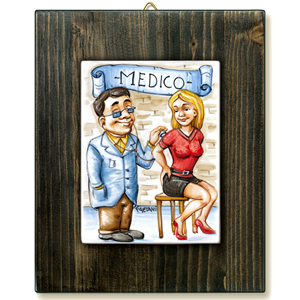 MEDICO-quadro mattonella ceramica mestieri caricatura collezione idea regalo scherzo