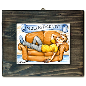 NULLAFACENTE-quadro mattonella ceramica mestieri caricatura collezione idea regalo scherzo