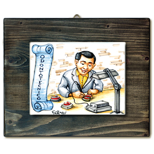 ODONTOTECNICO-quadro mattonella ceramica mestieri caricatura collezione idea regalo scherzo