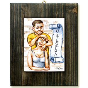 OSTEOPATA-quadro mattonella ceramica mestieri caricatura collezione idea regalo scherzo