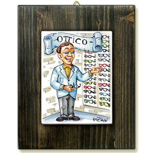 OTTICO-quadro mattonella ceramica mestieri caricatura collezione idea regalo scherzo