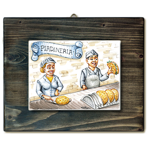 PIADINERIA-quadro mattonella ceramica mestieri caricatura collezione idea regalo scherzo