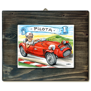 PILOTA-quadro mattonella ceramica mestieri caricatura collezione idea regalo scherzo