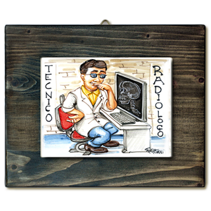 RADIOLOGO-quadro mattonella ceramica mestieri caricatura collezione idea regalo scherzo