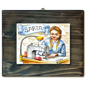 SARTA-quadro mattonella ceramica mestieri caricatura collezione idea regalo scherzo