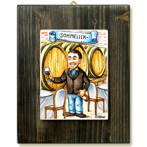 SOMMELIER-quadro mattonella ceramica mestieri caricatura collezione idea regalo scherzo