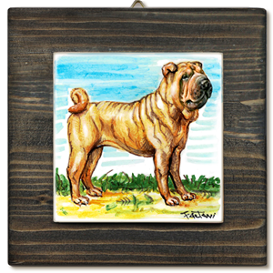 SHARPEI -QUADRO CON MATTONELLA LASTRA IN CERAMICA FATTA A MANO