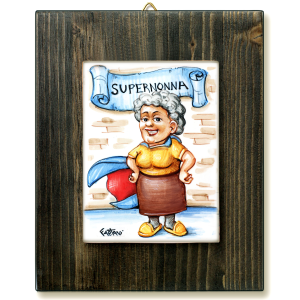SUPERNONNA-quadro mattonella ceramica mestieri caricatura collezione idea regalo scherzo