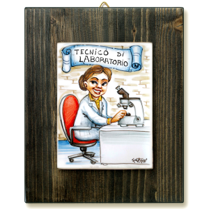 TECNICO DI LABORATORIO D-quadro mattonella ceramica mestieri caricatura collezione idea regalo scherzo