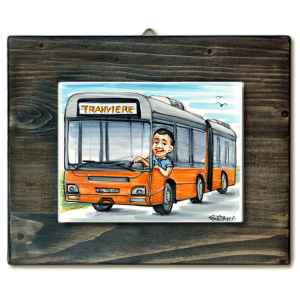 TRANVIERE -quadro mattonella ceramica mestieri caricatura collezione idea regalo scherzo