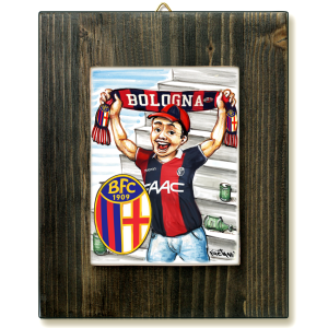 TIFOSO BOLOGNA -quadro mattonella ceramica mestieri caricatura collezione idea regalo scherzo