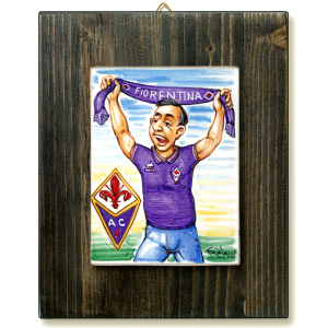 TIFOSO FIORENTINA -quadro mattonella ceramica mestieri caricatura collezione idea regalo scherzo