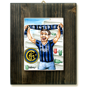 TIFOSO INTER -quadro mattonella ceramica mestieri caricatura collezione idea regalo scherzo