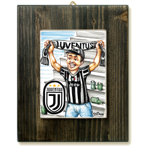 TIFOSO JUVENTUS -quadro mattonella ceramica mestieri caricatura collezione idea regalo scherzo