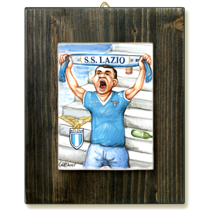 TIFOSO LAZIO -quadro mattonella ceramica mestieri caricatura collezione idea regalo scherzo