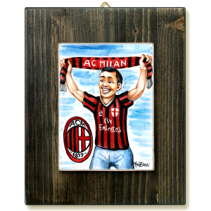 TIFOSO MILAN -quadro mattonella ceramica mestieri caricatura collezione idea regalo scherzo