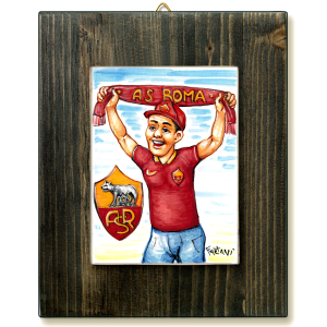 TIFOSO ROMA -quadro mattonella ceramica mestieri caricatura collezione idea regalo scherzo