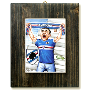 TIFOSO SAMPDORIA -quadro mattonella ceramica mestieri caricatura collezione idea regalo scherzo