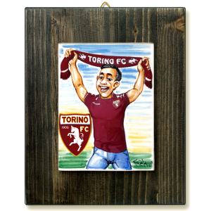 TIFOSO TORINO -quadro mattonella ceramica mestieri caricatura collezione idea regalo scherzo