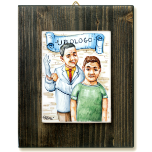 UROLOGO -quadro mattonella ceramica mestieri caricatura collezione idea regalo scherzo