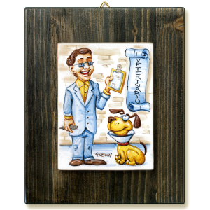 VETERINARIO -quadro mattonella ceramica mestieri caricatura collezione idea regalo scherzo