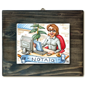 NOTAIO D-quadro mattonella ceramica mestieri caricatura collezione idea regalo scherzo