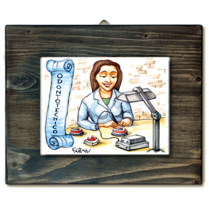 ODONTOTECNICO D-quadro mattonella ceramica mestieri caricatura collezione idea regalo scherzo