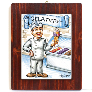 GELATIERE - QUADRO CON MATTONELLA LASTRA IN CERAMICA FATTA A MANO