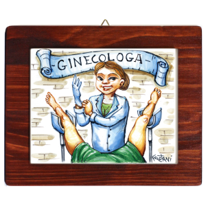 GINECOLOGO DONNA - QUADRO CON MATTONELLA LASTRA IN CERAMICA FATTA A MANO