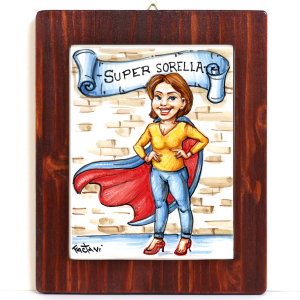 SUPER SORELLA- QUADRO LASTRA MATTONELLA IN CERAMICA FATTO A MANO